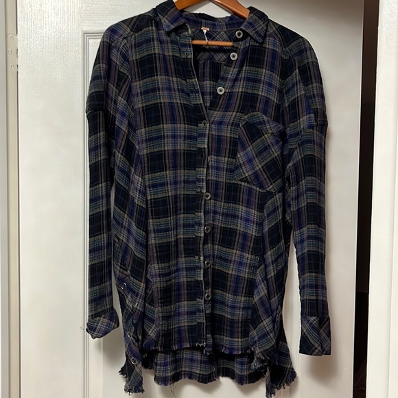 Free People Button down plaid top - Picture 1 of 6